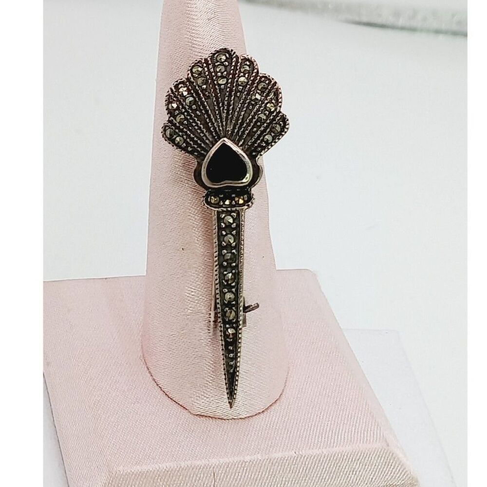 Art Deco style Sterling Marcasite Brooch